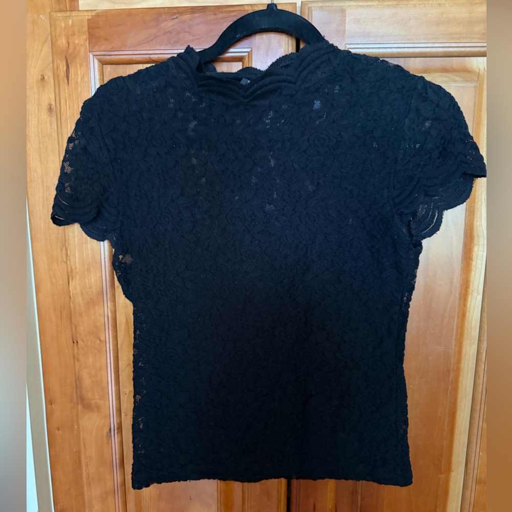 Zara Black Lace Short Sleeve Top